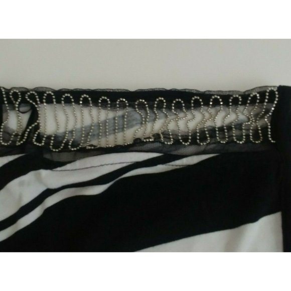 Jennifer Lopez Black And White Striped Shirt Size M - Picture 4 of 5